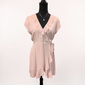 Aritzia Sunday Best Savoy Wrap Dress Blush Pink Ruffle Hem Size 6